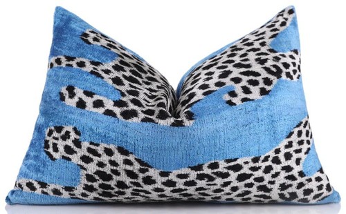 Luxury blue leopard - blue, velvet